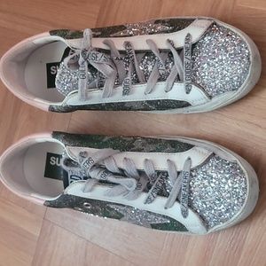 Golden Goose Green Camo Silver Pink Shoe